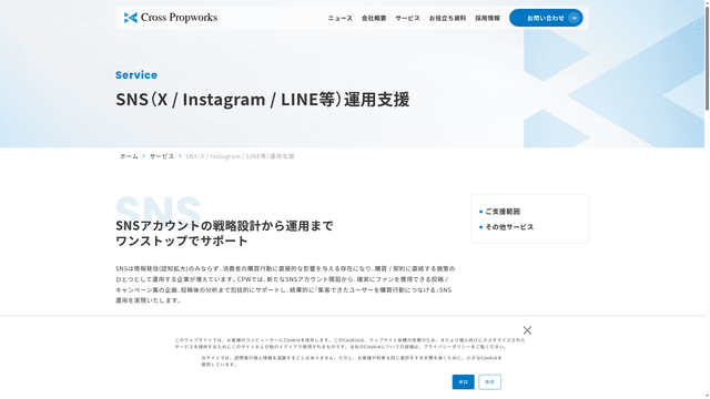 SNS（X / Instagram / LINE等）運用支援のスクリーンショット