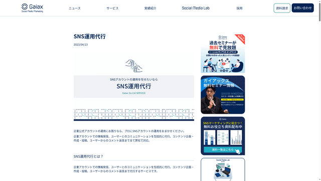 SNS運用代行のスクリーンショット
