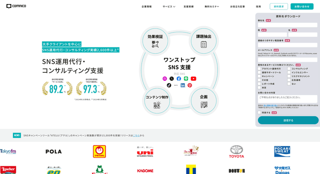 SNS運用代行・コンサルティング支援のスクリーンショット